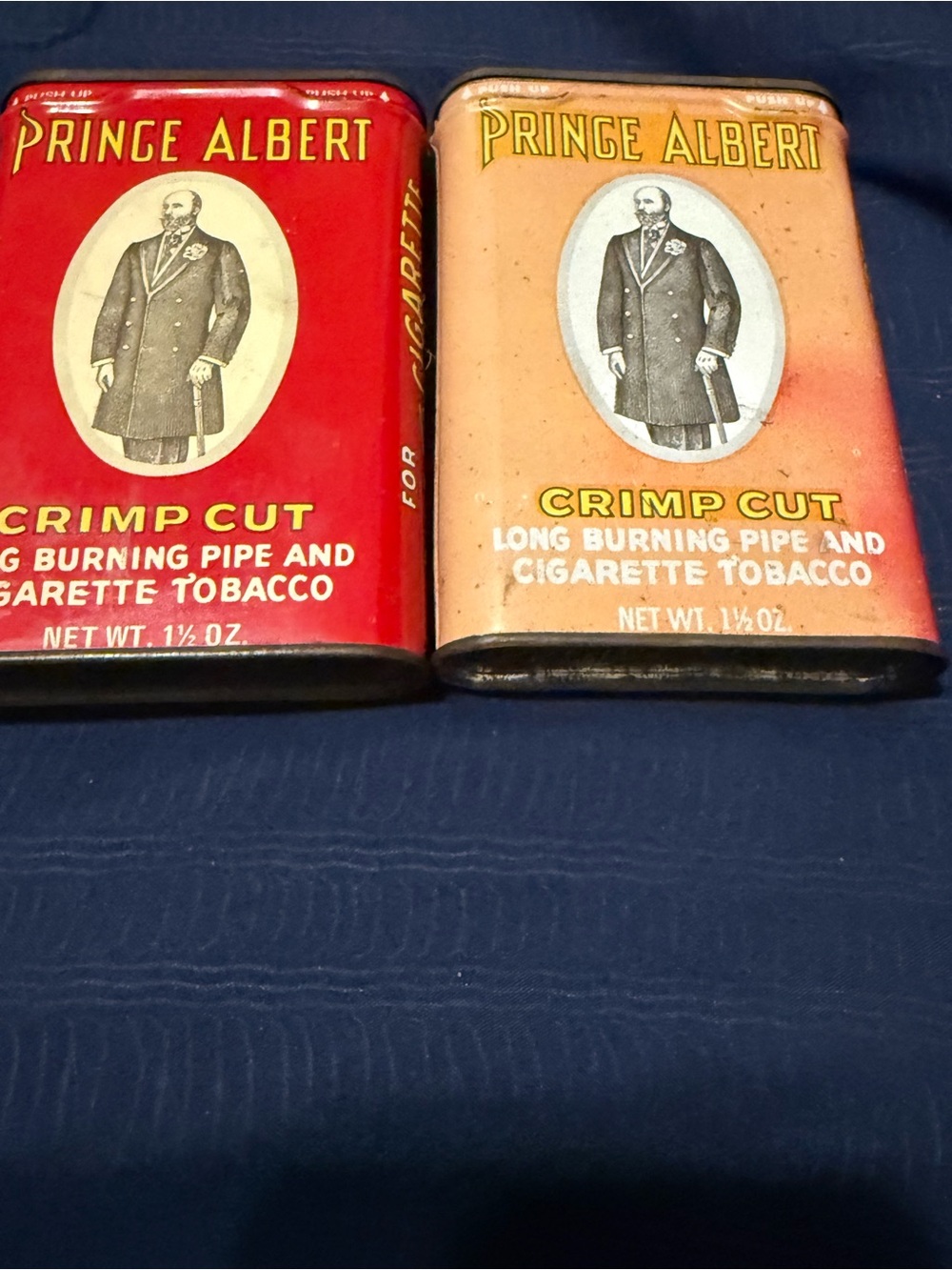 Lot of 2 Prince Albert Vintage Cigarette/Tobacco Tin Crimp Cut, , Empty see pics